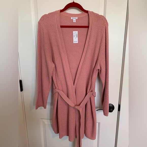 Westport Sweaters - New Dressbarn pink dusty rose cardigan sweater belted sz 1X